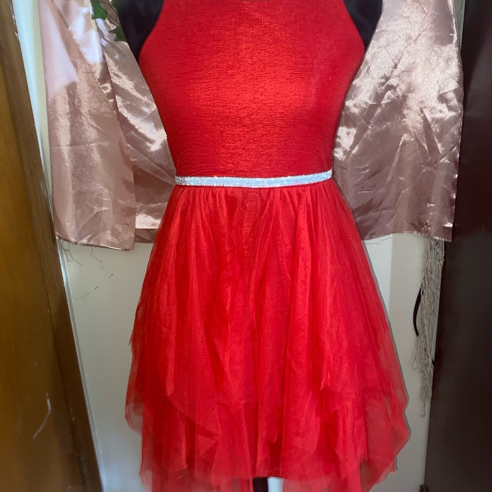 Amy Byer Red Formal Kids Dress with Silver Accents